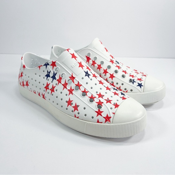 Native Shoes - Native Jefferson Red White Blue Stars Shoes Slip On Waterproof Womens size 8